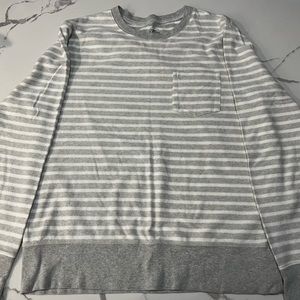 Men’s J. Crew gray and white stripe knit pullover large